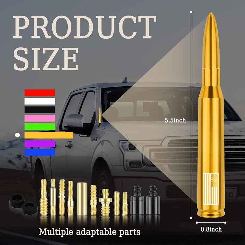 Turcee Car Bullet Antenna,Truck Exterior Decoration Accessories Car Vehicle Replacement Antenna Conpatible with Ford F150 RAM 1500 GMC Heavy Duty Pickup Trucks Accessories(New Upgrade Yellow-U.S. Flag)… - Image 2